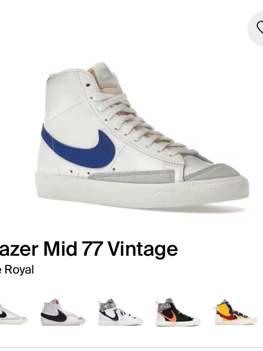 Nike Blazer Mid '77 Vintage - White with Royal Blue Swoosh